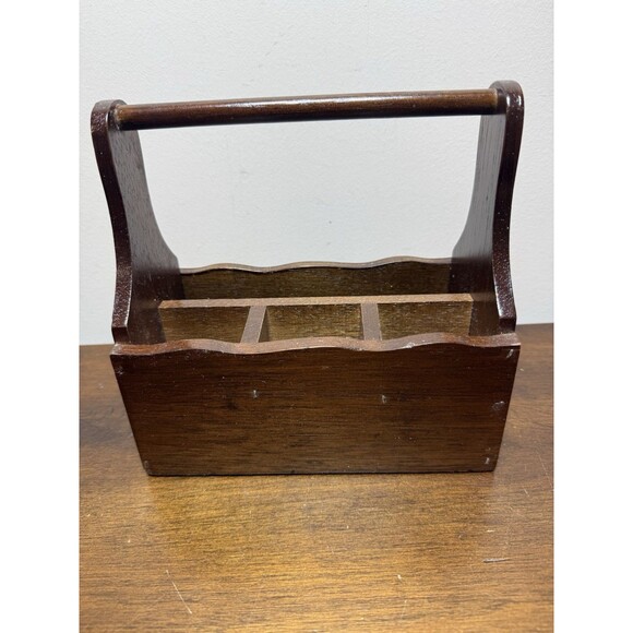 VTG Wooden Napkin & Utensil Caddy Handpainted Strawberry Cottagecore Kitchen NOS - Picture 4 of 8